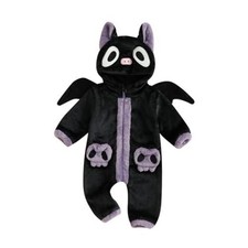 Toddler Baby Halloween Costume Fuzzy Warm Hooded Romper 3-6 Months L-black