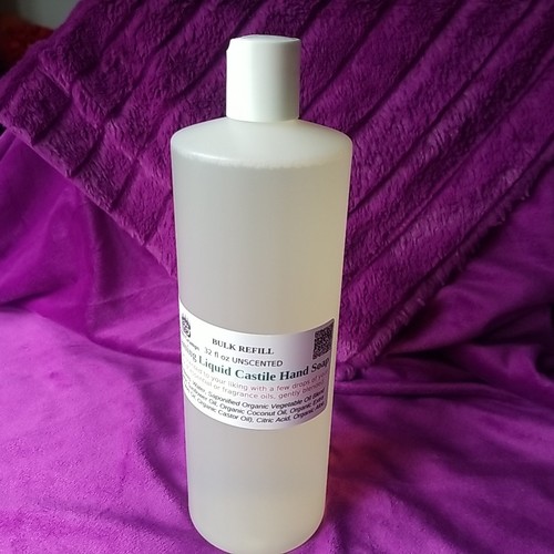 Foaming Castile Hand Soap 32 fl oz Unscented Organic Natural Bulk Refill