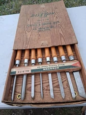 Disston Porter Wood Turning Chisel And Gouge Set D-1-S 8 Pieces W/ Box NICE 