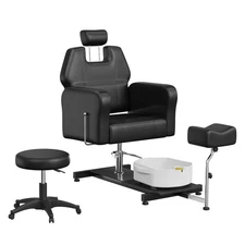 360° Swivel Hydraulic Pedi Chair with Stool Footrest Height Adjustable Spa Salon