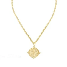 Susan Shaw Compass Rope Chain Pendant Necklace
