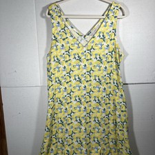 Loft Women’s Sz L Maxi Dress V Neck Floral Yellow Sleeveless