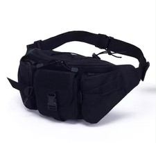 Tactical Black Fanny Waist Pack Multi Pocket Utility Crossbody Strap Bag