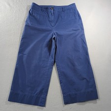 Talbots Wide Leg High Rise Blue Cropped Trouser Pants Womens Size 12P