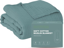 4 Layer Muslin Bed Blanket - Breathable and Lightweight Gauze Boho Blanket for S