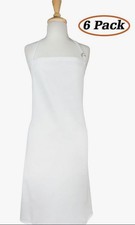 DII 100 Cotton White Commercial Bib Adult Chef Apron Tie Back X 6 NEW Package