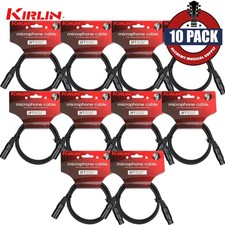 10-PACK Kirlin 3FT XLR M to XLR F 20AWG Microphone Cable Black MPC-270 PB-03/BK