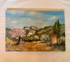 French Provence Countryside oil on canvas painting by J.Dumont