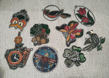 Vintage Sun Catchers Stained Glass Acrylic and Metal  LOT OF 9 