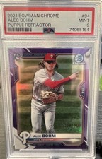 Topps 2021 Bowman Chrome Alec Bohm #94 Purple Refractor /250 RC PSA 9