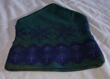 Vintage Vermont Originals Ski Hat Beanie 100 Wool Warm Snow Sled Green Blue