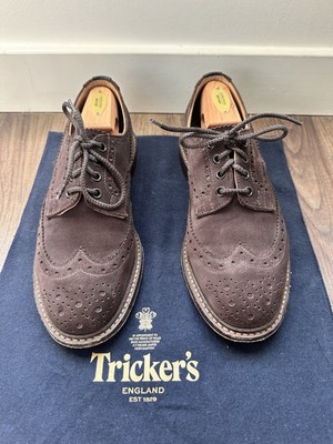 Trickers Bourton Wingtip Suede Brogue Brown Size 7.5UK/8.5 US