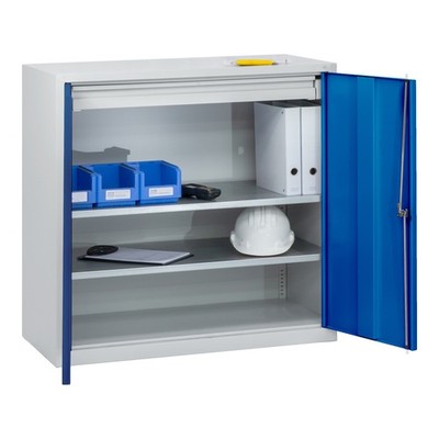 C+P Stahl-Flügeltürenschrank Serie 89 H1000xB100xT500mm 7035/5010