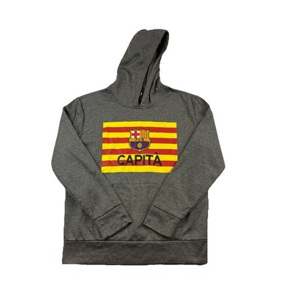 FCB Capita Barcelona Hoodie Youth Large Gray Long Sleeve Mesh Lined Hood NWOT