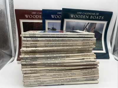 Lot (28) Vintage Wooden Boat Magazines 1986-1991 & 3 Calendars Sailing Building