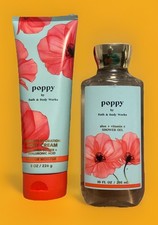  2 Bath  Body Works POPPY Fragrance Shower Gel  Body Cream 8 Oz Each-New   