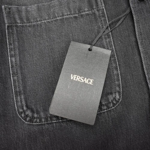 NWT $1695 VERSACE Black Denim Medusa Logo Chore Coat Jacket Mens XL 54 AUTHENTIC image 8
