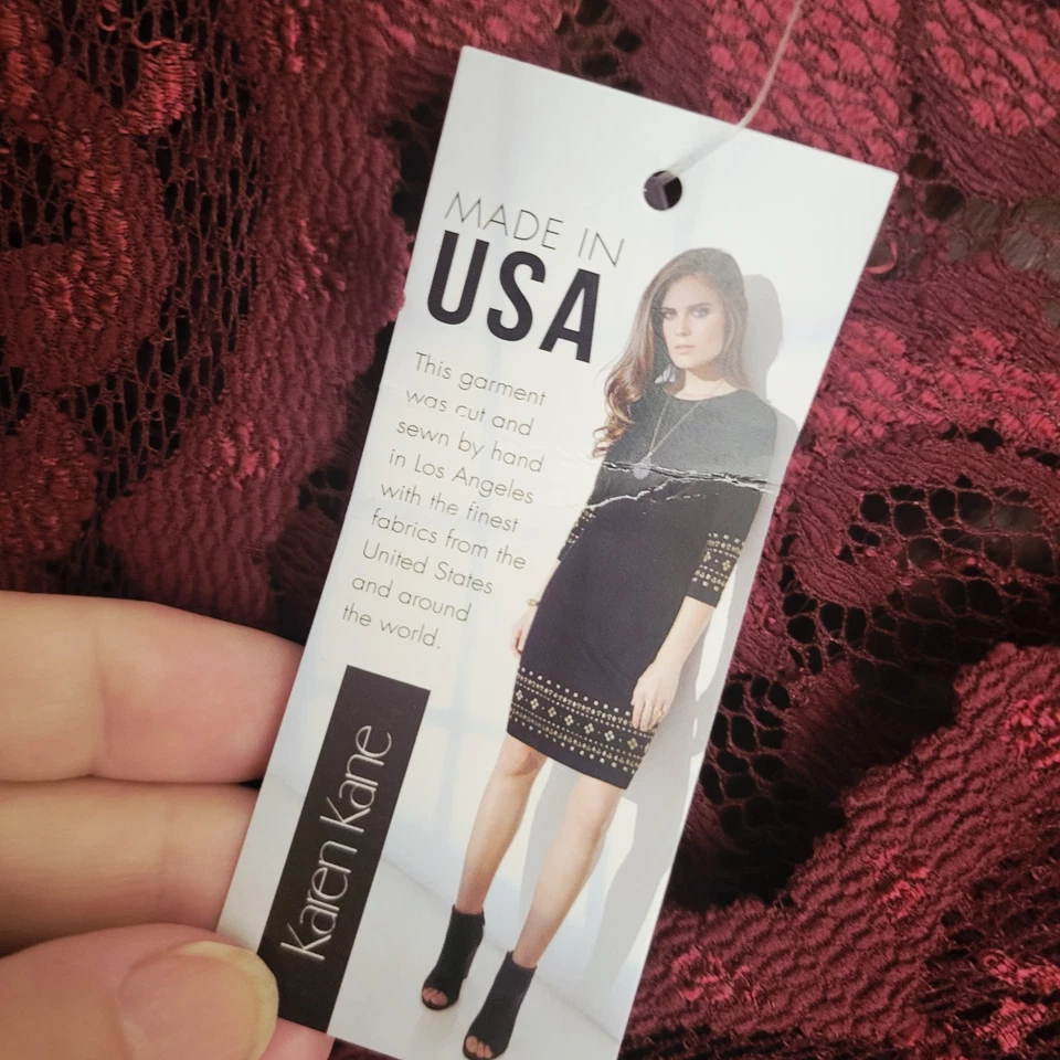 Nuevo Vestido Mujer Karen Kane Talla XL Borgoña Encaje Venta al por menor $118 Foto 3 de 4