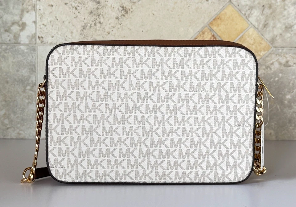 Michael Kors Jet Set Item East West Shoulder Crossbody Bag MK Vanilla/Brown - Image 3 of 4