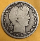 1906-D Barber Half Dollar Average Circ 90% Silver