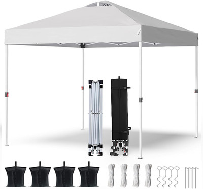 Shades 10X10 Pop up Canopy with One Push Setup,Heavy Duty Beach Tent with Wheels