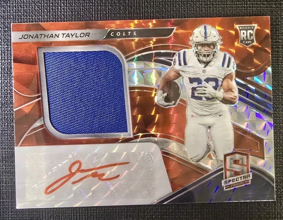 2020 Spectra - Jonathan Taylor Rookie Patch Auto #216 Orange Prizm RPA 10/15