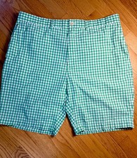 POLO GOLF RALPH LAUREN Mens 38 Green Gingham Shorts Tartan Crest Cotton Y2K