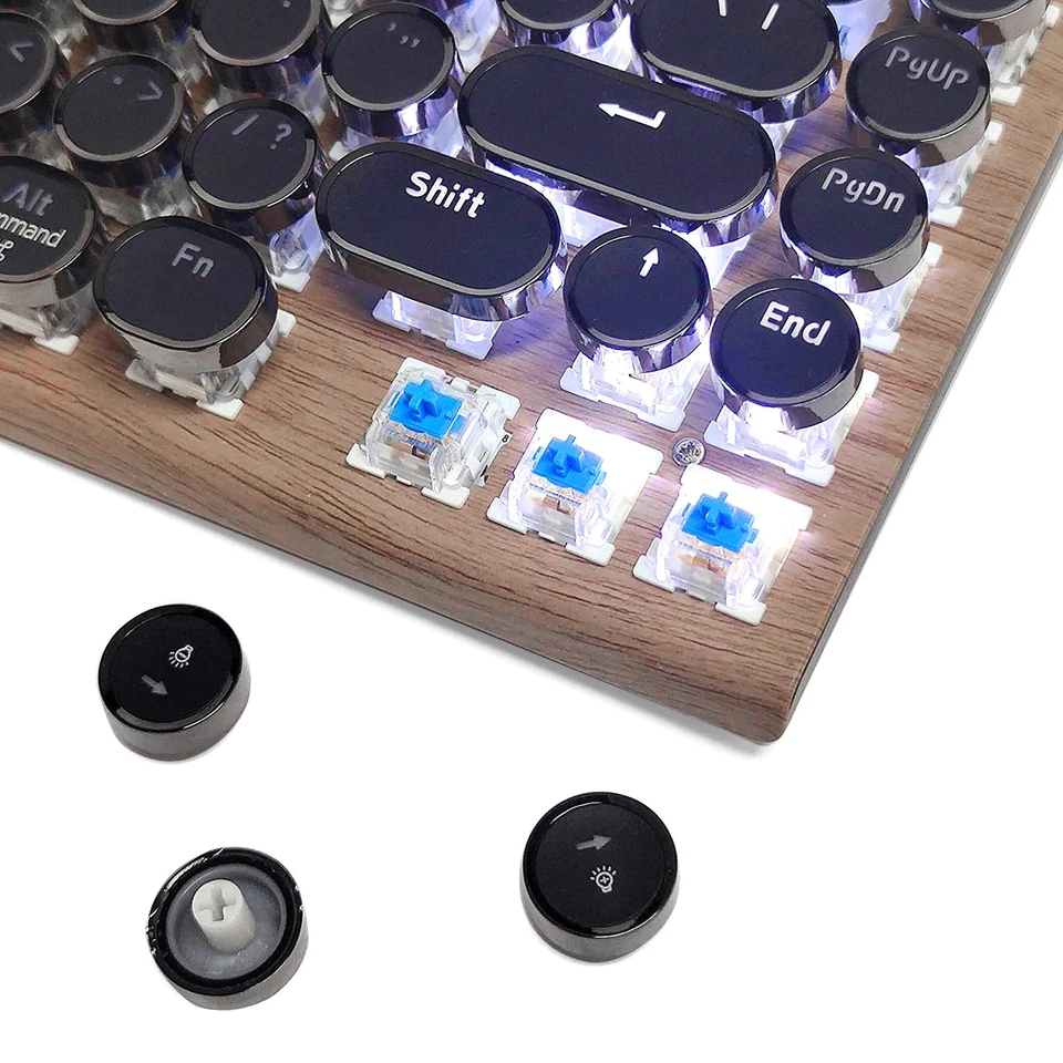 Retro Typewriter Keyboard  Bluetooth Keyboard USB Mechanical Punk Keycaps2263 - Image 4 of 4