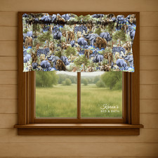 Elephant Safari Valance - Zebra Rhino African Wildlife Print - Kids Room