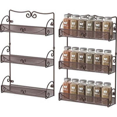 Deco Brothers 3 Tier Wall Mounted Spice Rack, 2 Pack, Bronze 2-Pack