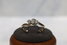 9ct Yellow Gold Diamond Tri-Stone Ring - Size N - UK Hallmark