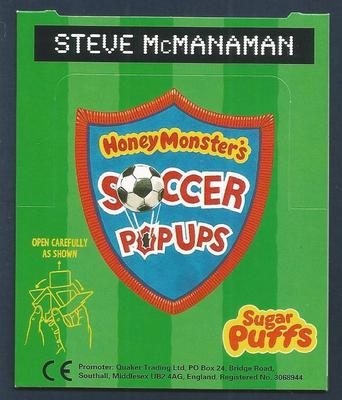 SUGAR PUFFS - HONEY MONSTER'S SOCCER POP UPS - 1997 - ENGLAND - STEVE McMANAMAN