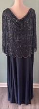 Women's J Kara Navy Beaded Gown Dress Size 24W