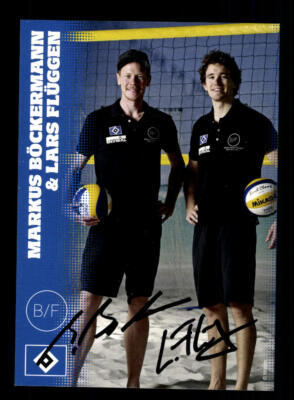 Markus Böckermann und Lars Flüggen Autogrammkarte Original  Beachvolleyball