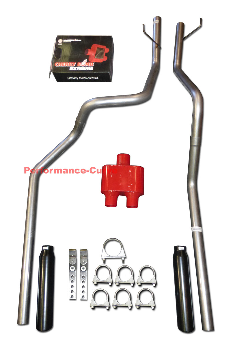 Dual Mandrel Exhaust w/ Cherry Bomb Extreme Muffler Fits 02-05