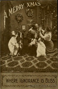 Romance-1911-A-Merry-Xmas-Antique-Postcard-1C-stamp-Vintage-Post-Card
