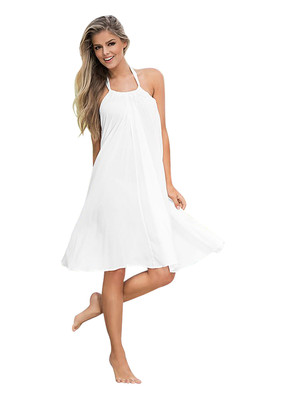 Damen weiß Chiffon Strand Bikini Cover Up locker sitzend Kleid Sarong Größe 10-14
