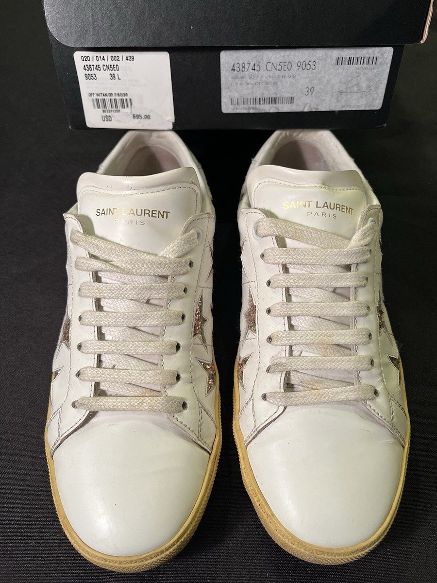 SAINT LAURENT グリッター レザー スニーカー 38 SAINT LAURENT GLITTER STAR WOMENS SNEAKERS SHOES SIZE YSL 38