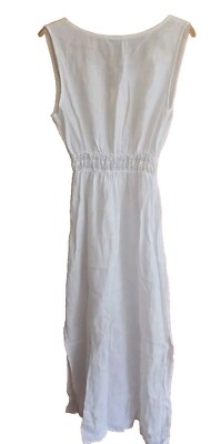 terzo millennio white linen dress Terzo Millennio | Dresses | Terzo Millennio Dress Womens S 0 Linen White Maxi Vneck Smocked Wais