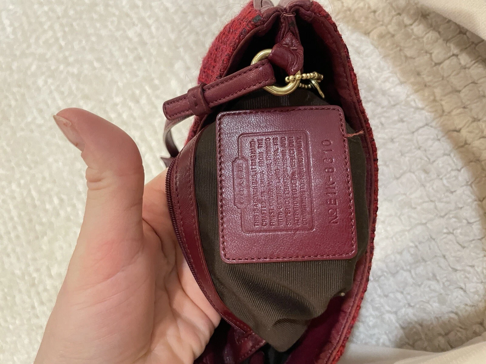 Borsa a mano Coach Girlie Boucle Hobo vintage in lana di alpaca [8310]