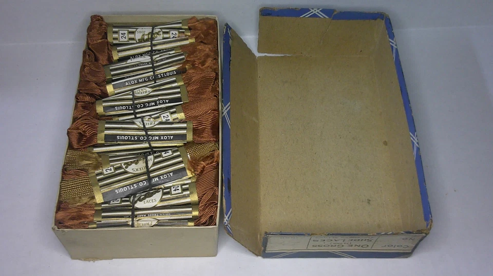 vintage box of Friers shoe laces in original box 1 gross Alox Mfg. Co. Z105 - Image 2 of 4