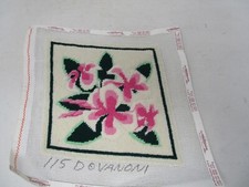 Needlepoint Pink Green Flowers