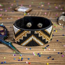 DIY Bead embroidery kit on artificial leather Bracelet
