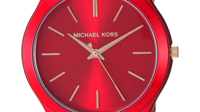 michael kors slim runway watch red