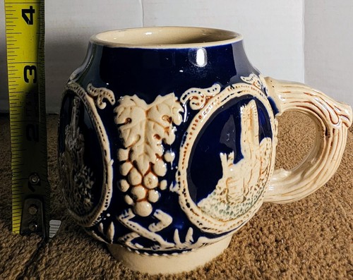 Vintage Marzi Remy Ceramic Castles Cider Mugs Cups Cobalt Blue Germany - Picture 7 of 7