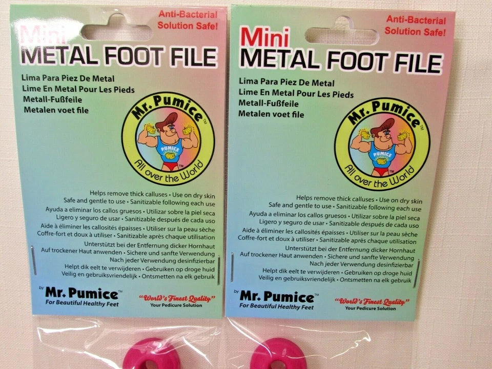 LOTE 2X Mr Pumice LIMA DE PIE DE METAL Retirar Seguro Pedicura Callo Mini Removedor de Placas Foto 2 de 4