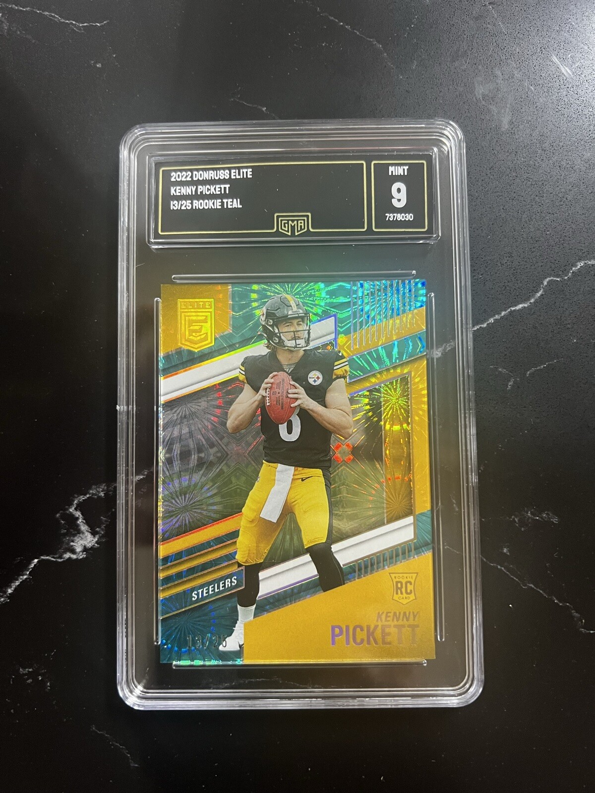 2022 Panini Donruss Elite Kenny Pickett Teal Explosion RC #13/25 Steelers RC 9