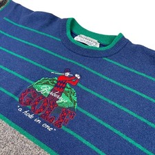 VTG Burberry Golf Men's 100 Lambswool Embroidered Sweater Scotland Size 42