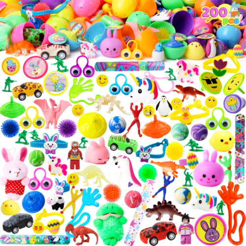 200 Pcs Prefilled Easter Eggs with Toys plus Stickers,Kids Easter Basket Set Eas - Picture 1 of 7