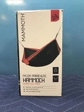 Mammoth Nylon Parachute Hammock Black/Red Color 9x5.25 Feet 1000lb Capacity New